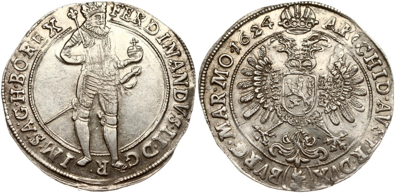 Austria, Bohemia, Ferdinand II (1617-1637). Taler 1624 Joachimsthal. Silver 28.7...