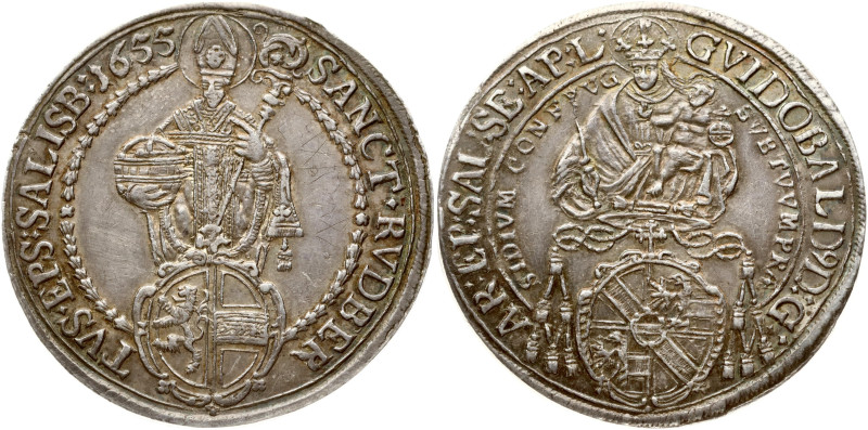 Austria Salzburg 1 Thaler 1655. Guidobald von Thun (1654-1668). Silver 28.64 g. ...