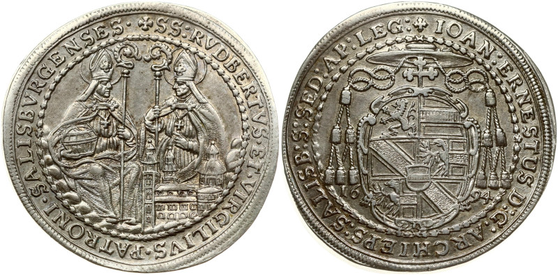 Austria Salzburg 1/2 Thaler 1694. Johann Ernst von Thun (1667-1709). Silver 14.3...