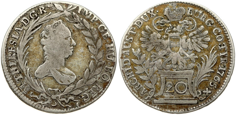 Holy Roman Empire. Maria Theresia (1740-1780). 20 Kreuzer 1765, Vienna. Silver 6...
