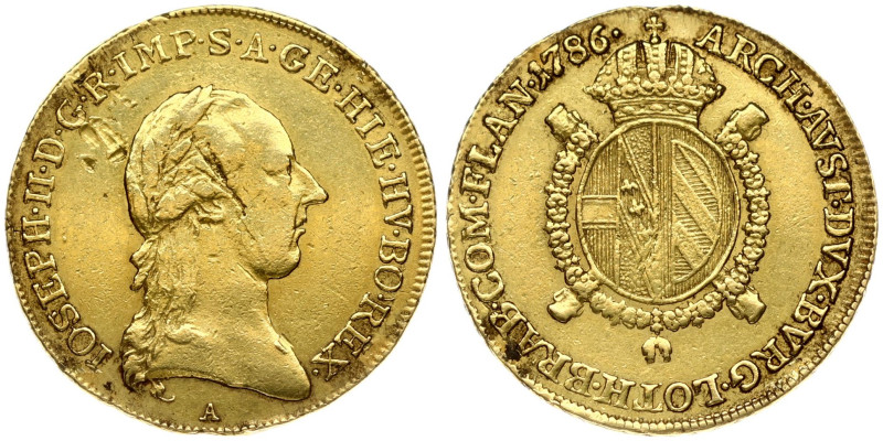 Holy Roman Empire. Joseph II (1780-1790). 1/2 Souverain D'or 1786A, Vienna. Gold...