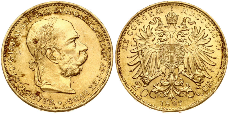 Austria. Franz Joseph I (1848-1916). 20 Corona 1897. Gold 6.76 g. KM 2806.
