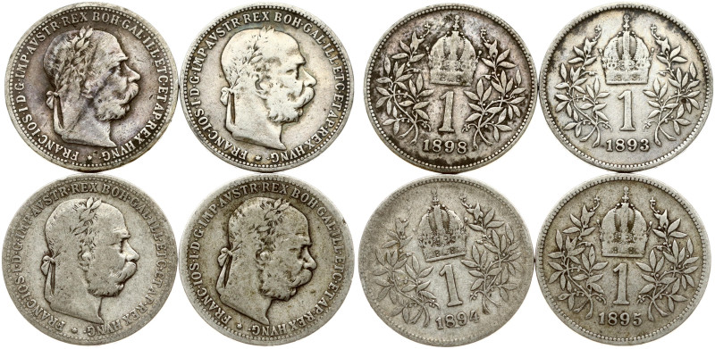 Austria 1 Corona 1893-1898. Franz Joseph I (1848-1916). Silver 19.38 g. KM-2804....