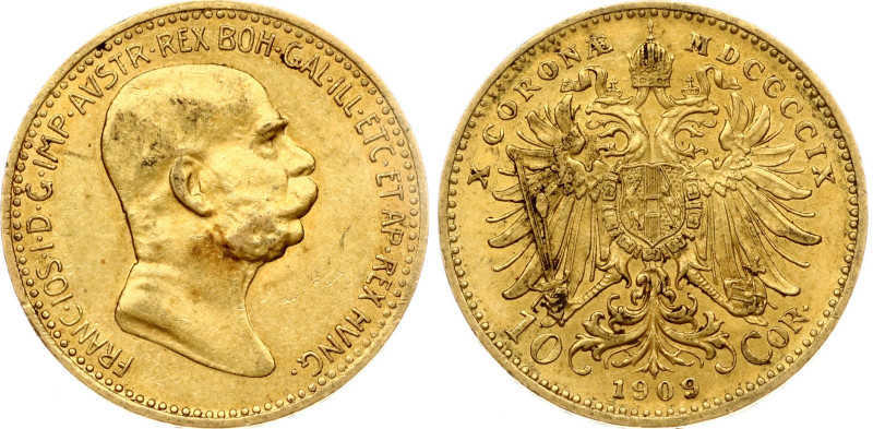 Austria 10 Corona 1909 Franz Joseph I (1848-1916). Gold .900, 3.38g. KM-2815