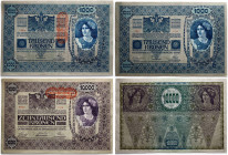 Austria 1000 Kronen ND (1919) & 10000 Kronen ND (1919)  Lot 2 pcs