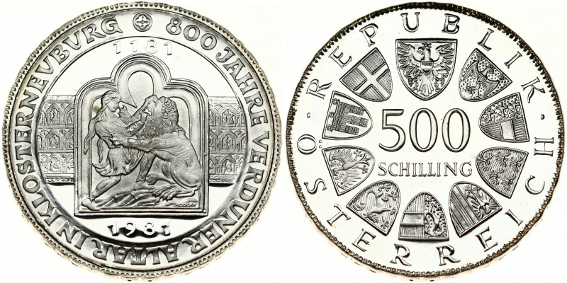Austria 500 Schilling 1981 800 Jahre Verduner Altar in Klosterneuburg. Obverse: ...