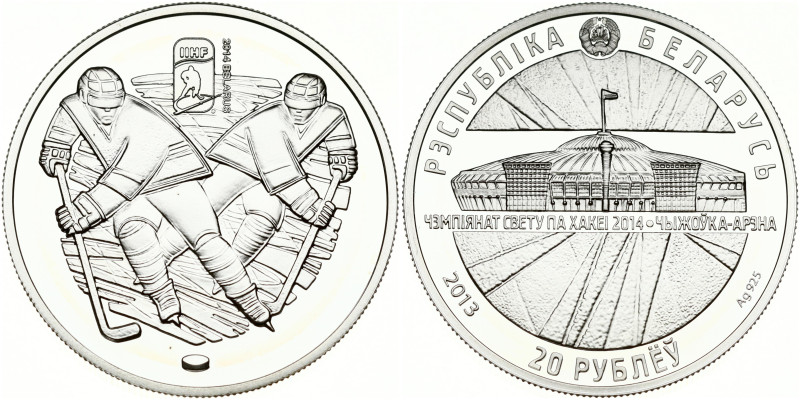 Belarus. 20 Roubles 2013 2014 World Ice Hockey Championship. Chizhovka-Arena. Mi...