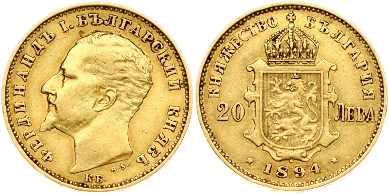 Bulgaria. Ferdinand I (1887-1918). 20 Leva 1894 КБ. Gold 6.41 g. KM 20.