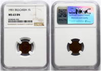 Bulgaria 1 Stotinka 1901 NGC MS 63 BN