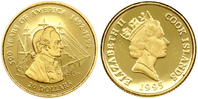 Cook Islands. Elizabeth II (1952-2022). 20 Dollars 1995, Captain James Cook. 500...