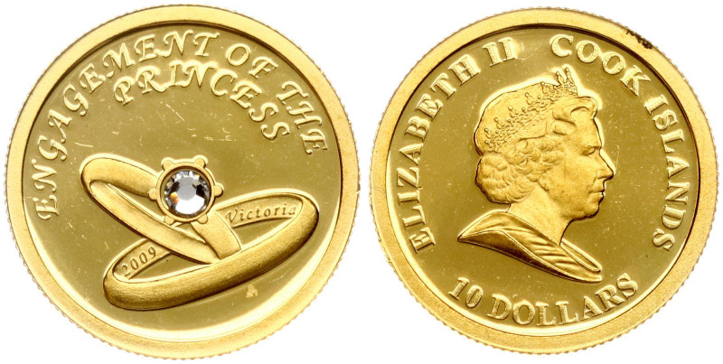 Cook Islands. Elizabeth II (1952-2022). 10 Dollars 2009, Engagement of Princess ...
