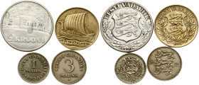 Estonia 1 Mark - 2 Krooni 1925-1934 Lot of 4 coins