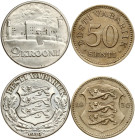 Estonia 2 Krooni 1930 & 50 Senti 1936 Lot of 2 cons