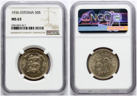 Estonia 50 Senti 1936 NGC MS 63