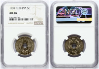 French Indochina 5 Centimes 1939  NGC MS 66