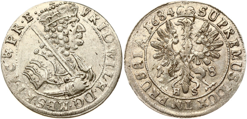Germany BRANDENBURG 18 Groscher 1684 HS. Friedrich Wilhelm (1640-1688). Obverse:...