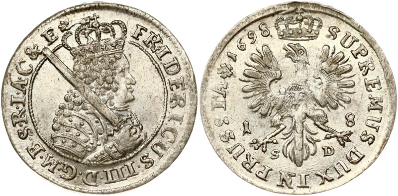 Germany BRANDENBURG 18 Groscher 1698 SD. Friedrich III (1688-1701). Obverse: Bus...