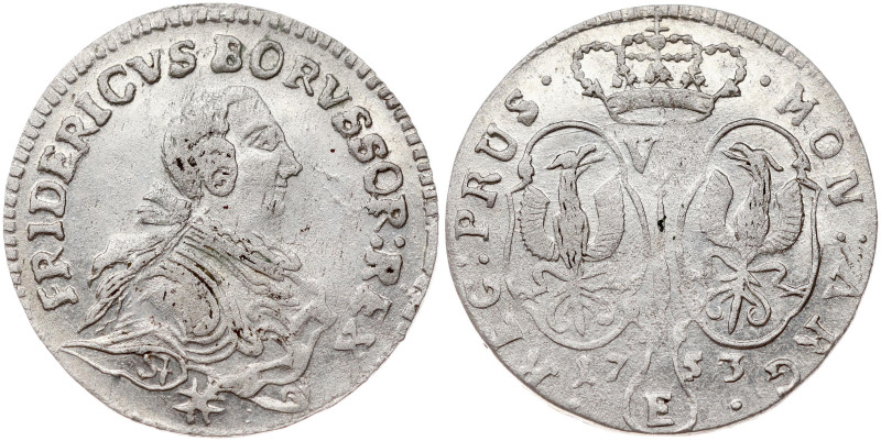 Germany, Prussia. Friedrich II (1740-1786). 6 Groscher 1753 E. Silver 2.71 g. KM...