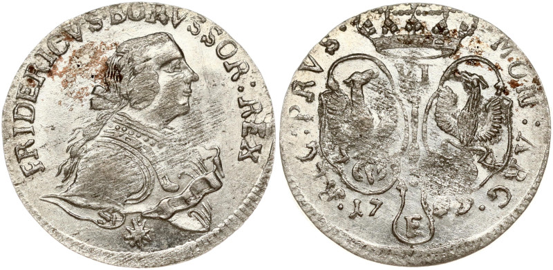 Germany, Prussia. Friedrich II (1740-1786). 6 Groscher 1753 E ST. Billon 2.65 g....