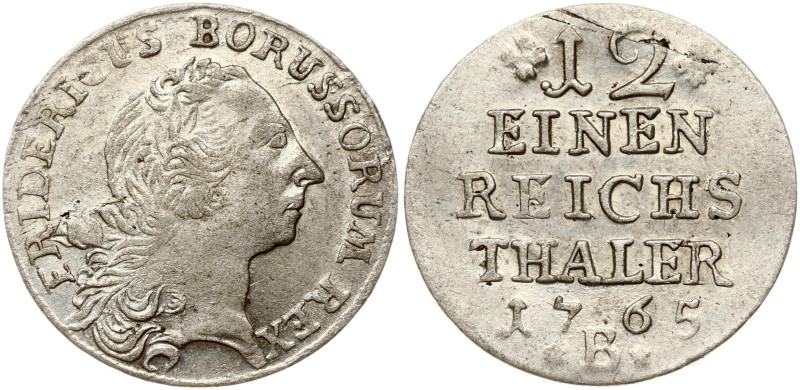 Germany, Prussia. Friedrich II (1740-1786). 1/12 Taler 1765 B. Billon 3.68 g. KM...