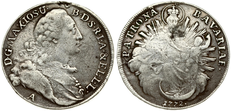 Germany Bavaria Taler 1772 A. Maximilian III Joseph (1745-1777). Silver 27.53g. ...