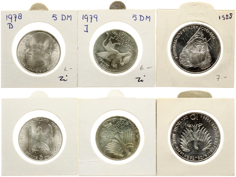 Germany, Federal Republic. 5 & 10 Mark 1978-1988, Commemorative issue. Silver. L...