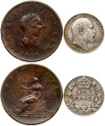 Great Britain ½ Penny 1806 & 6 Pence 1902 Lot of 2 coins