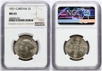 Great Britain Florin 1921 NGC MS 63