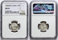 British India 1/4 Rupee 1840 NGC MS 63
