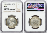 British India 1 Rupee 1912B NGC MS 61