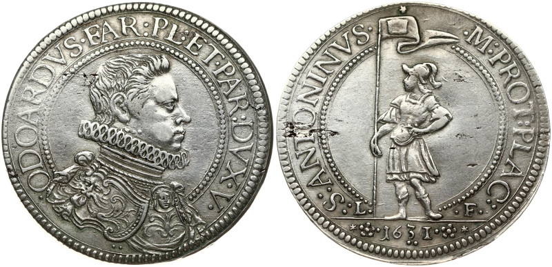 Italy, Piacenza. Odoardo Farnese (1622-1646). Scudo 1631 LF. Silver 27.97 g. Dav...