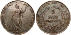 Italy Lombardy 5 Lire 1848 M