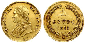 Vatican Gold Scudo 1853 R AN VIII