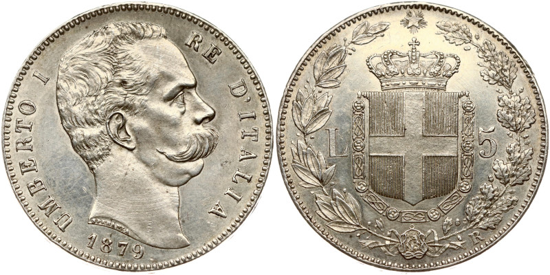 Italy. Umberto I (1878-1900). 5 Lire 1879 R, Rome. Silver 24.98 g. KM 20. Averse...