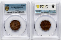 Latvia 5 Santimi 1922 PCGS MS 63 RB