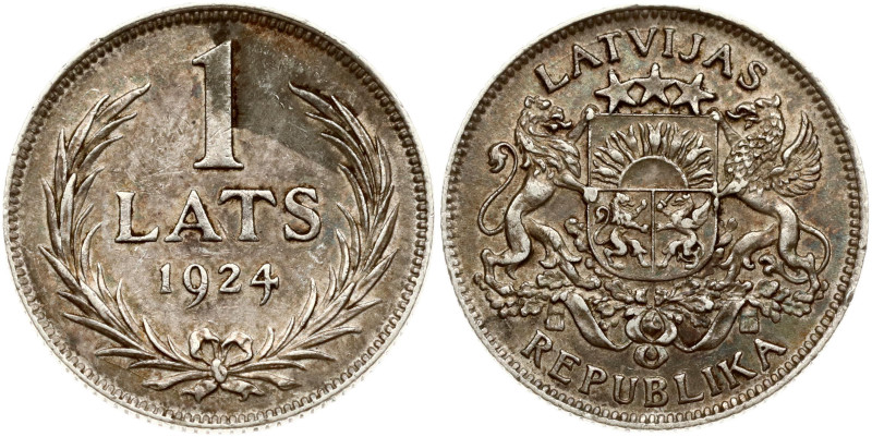 Latvia. Lats 1924. Silver 4.98 g. KM-7.
