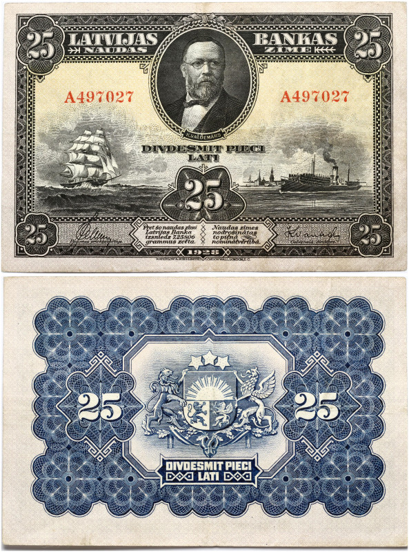 Latvia. 25 Latu 1928. S/N A497027. P 18a.
