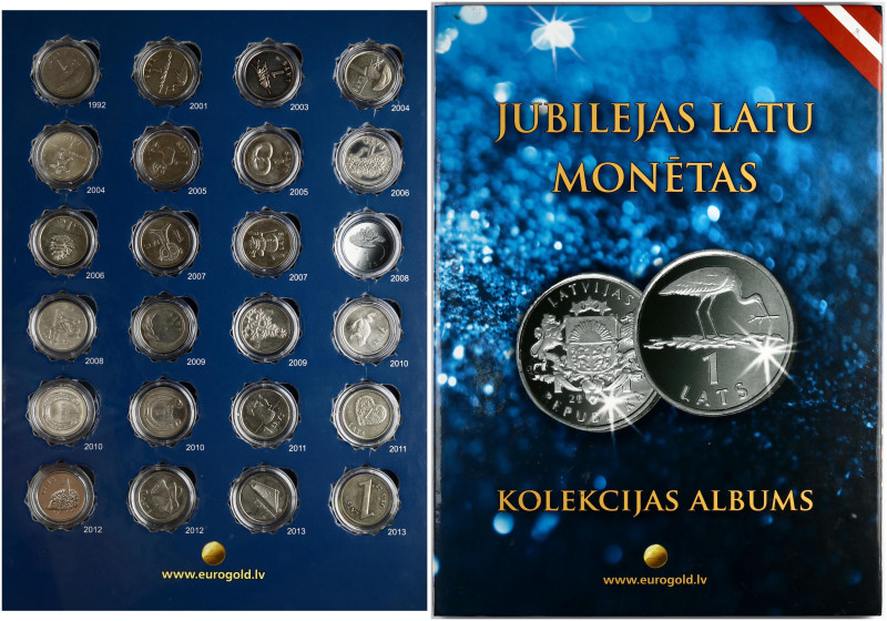 Latvia 1 Lats 1992-2013 Set, 1-Lats coins in capsules. Special collection album....