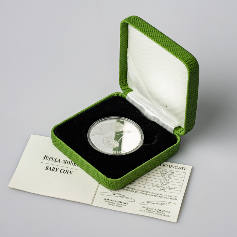 Latvia. 1 Lats 2013, Sweet Little Baby. Silver .925, 22.03 g. KM 139. In box wit...