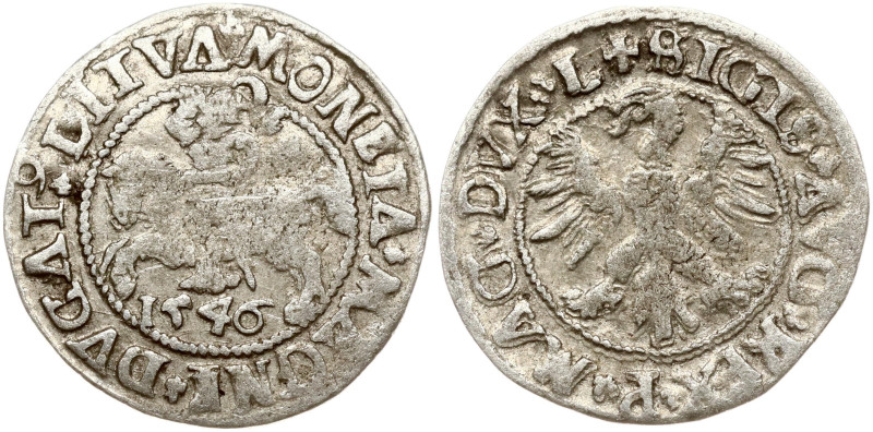 Lithuania. Zygmunt II August (1545–1572). Polgrosz 1546, Vilnius. Legend ends L/...