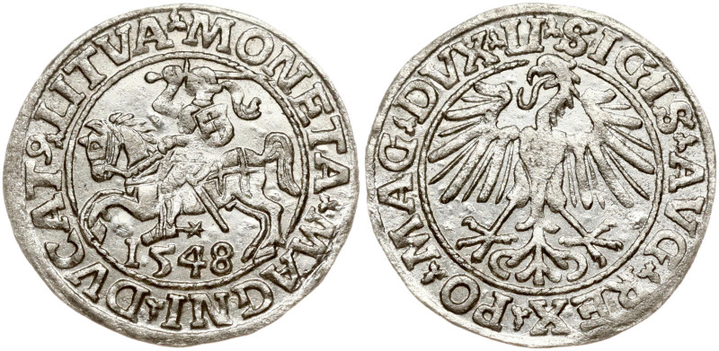 Lithuania. Zygmunt II August (1545–1572). Polgrosz 1548, Vilnius. Legend ends LI...