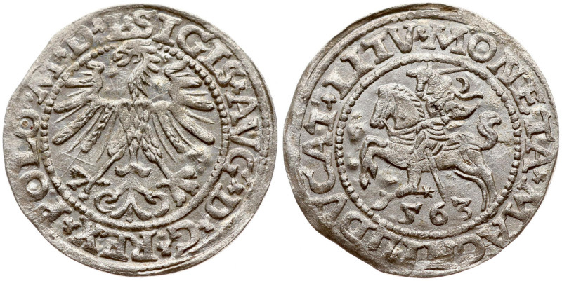 Lithuania. Zygmunt II August (1545-1572). Polgrosz 1563 Vilnius. Legend ends L/L...