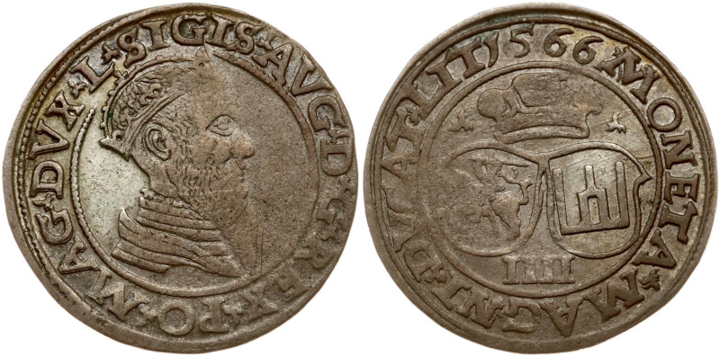 Lithuania. Zygmunt II August (1545–1572). Czworak 1566, Vilnius. Legend endings ...