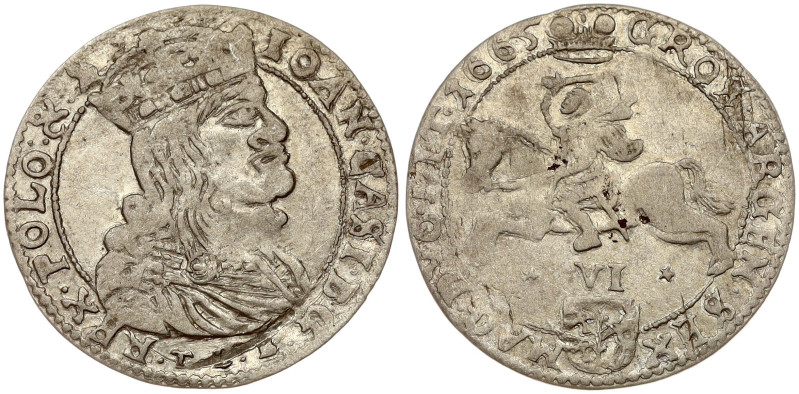 Lithuania. Jan II Kazimierz Waza (1649–1668). Szostak 1665 TLB, Vilnius. Silver ...