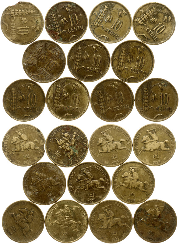 Lithuania 10 Centų 1925. Aluminium-bronze 32.27g. KM-73. Lot of 11 Coins