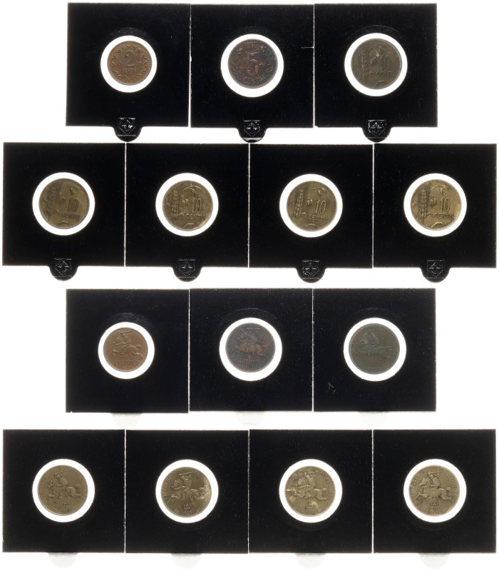 Lithuania. 2 - 10 Centu 1925 & 1936. Aluminium bronze, bronze. KM 73, 80, 81. Lo...