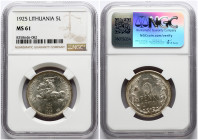 Lithuania 5 Litai 1925 NGC MS 61