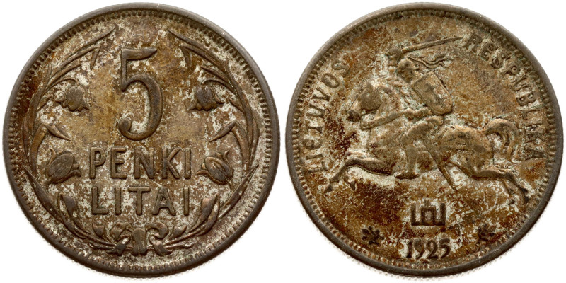 Lithuania. 5 Litai 1925. Silver 13.46 g. KM 78.