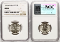 Lithuania 2 Litu 1925 NGC MS 61
