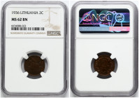 Lithuania 2 Centai 1936 NGC MS 62 BN